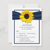 Zonnebloem Navy Ribbon Wedding Meal Choice RSVP (Voorkant)