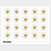 Zonnebloem Navy Rozen Bruiloft Adres Envelop Seal Ronde Sticker (Vel)