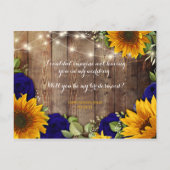 Zonnebloem & Navy Rozen word je mijn bruidsmeisje Aankondigingskaart (Achterkant)