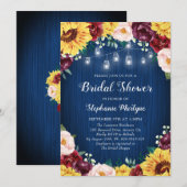 Zonnebloem Navy Vrijgezellenfeest Mason Jars Flora Kaart (Voorkant / Achterkant)