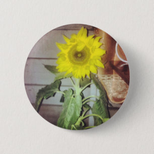 Zonnebloem negen in de middag ronde button 5,7 cm