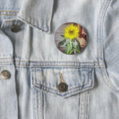 Zonnebloem negen in de middag ronde button 5,7 cm (In situ)