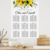 Zonnebloem, negen-tafelzitjes, geel poster (Keuken)