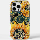 Zonnebloem Nep Goud Glitter Monogram Bloemig Case-Mate iPhone Case (Achterkant)