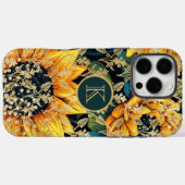 Zonnebloem Nep Goud Glitter Monogram Bloemig Case-Mate iPhone Case (Achterkant (horizontaal))