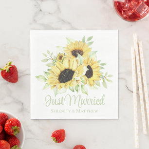 Zonnebloem Net Getrouwd Aquarel Bloemige Bruiloft Servet