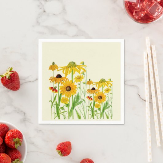 Zonnebloem neven Papieren servetten (Insitu)