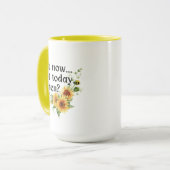 Zonnebloem: niet vandaag. Nu niet. Wanneer? Mok (Voorkant links)