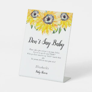 Zonnebloem Niet Zeggen Baby Shower Spel Persoonlij Reclamebord Met Voetstuk