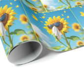 Zonnebloem niezen in een weefsel cadeaupapier (Rol Hoek)