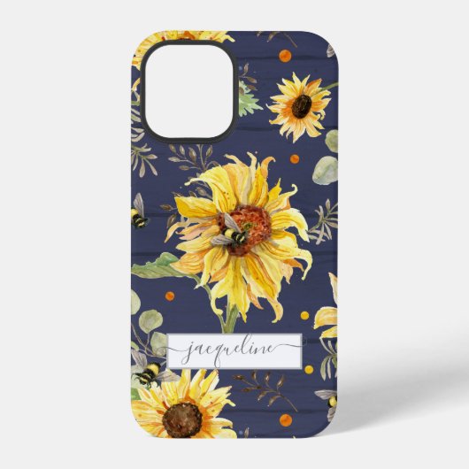 Zonnebloem Noodbloedig bijentriekscript iPhone Hoesje (Achterkant)
