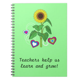 Zonnebloem notitieboek cadeau voor leraren