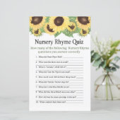 Zonnebloem Nursery Rhyme Quiz baby shower game (Staand voorkant)
