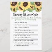 Zonnebloem Nursery Rhyme Quiz baby shower game (Voorkant)