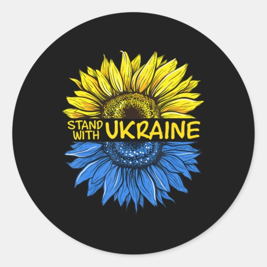 Zonnebloem Oekraïens Ik sta voor Oekraïne Love Ukr Ronde Sticker (Voorkant)