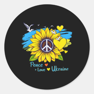 Zonnebloem Oekraïne Vlag Kaart Vrede Liefde Oekraï Ronde Sticker
