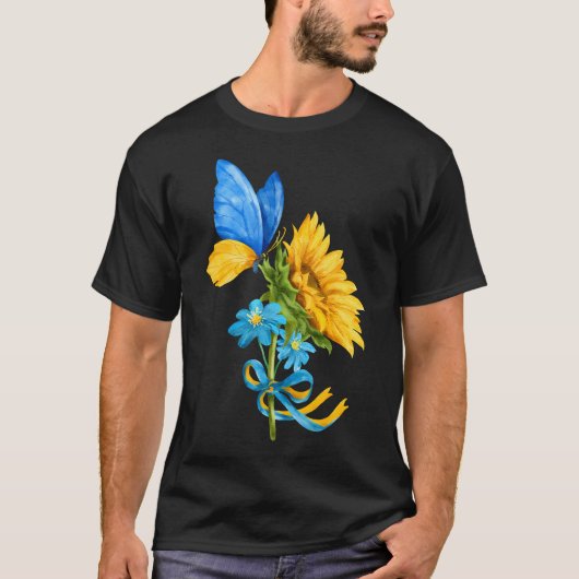 Zonnebloem Oekraïne Vlag Vlinder Shirt Oekraïens (Voorkant)