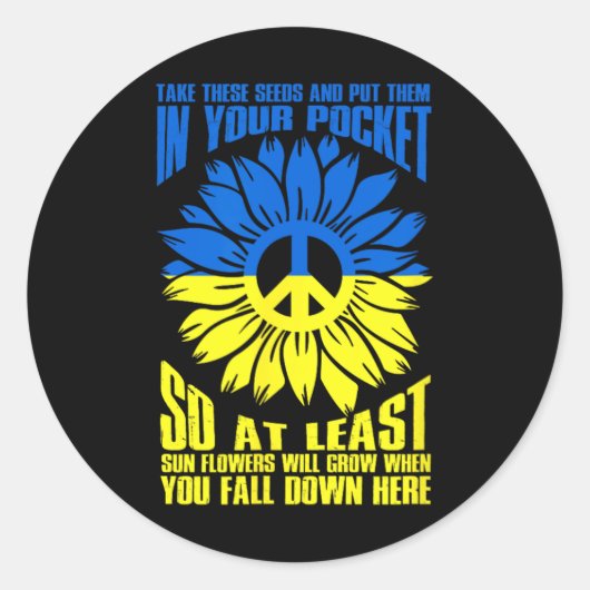 Zonnebloem Oekraïne Vrede Ronde Sticker (Voorkant)