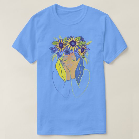 Zonnebloem Oekraïne Vrouw Oekraïense vlag ProUk T-shirt (Design voorkant)