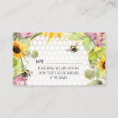 Zonnebloem Oh Babee Bumblebee Girl Diaper Raffle Visitekaartje (Achterkant)