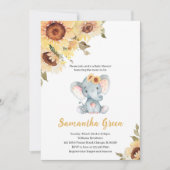 Zonnebloem Olifant Baby Shower Kaart (Voorkant)