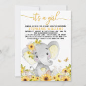Zonnebloem olifant Baby shower Kaart (Voorkant)