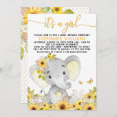 Zonnebloem olifant Baby shower Kaart (Voorkant / Achterkant)