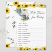 Zonnebloem Olifant Goede Wensen voor Baby Bericht  (Voorkant / Achterkant)