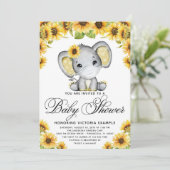 Zonnebloem olifant met masker Baby shower Kaart (Staand voorkant)
