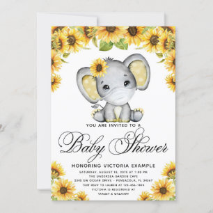 Zonnebloem olifant met masker Baby shower Kaart