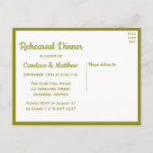 Zonnebloem Olijfgroen Bloemen Repetitie Diner Uitnodiging Briefkaart (Achterkant)