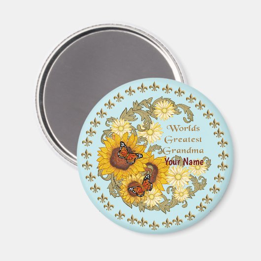 Zonnebloem Oma magneet (Voorkant / Achterkant)