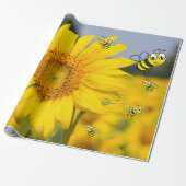 Zonnebloem, omlooppapier voor beenvlees cadeaupapier (Uitgerold)