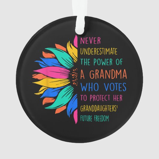 Zonnebloem onderschat nooit de kracht van oma ornament (achterkant)