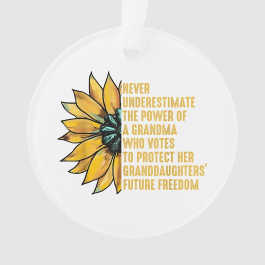 Zonnebloem onderschat nooit de kracht van oma ornament (voorkant)
