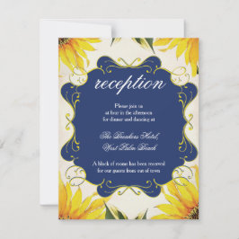 Zonnebloem Ontvangstkaart - Trouw Uitnodigingsset Kaart