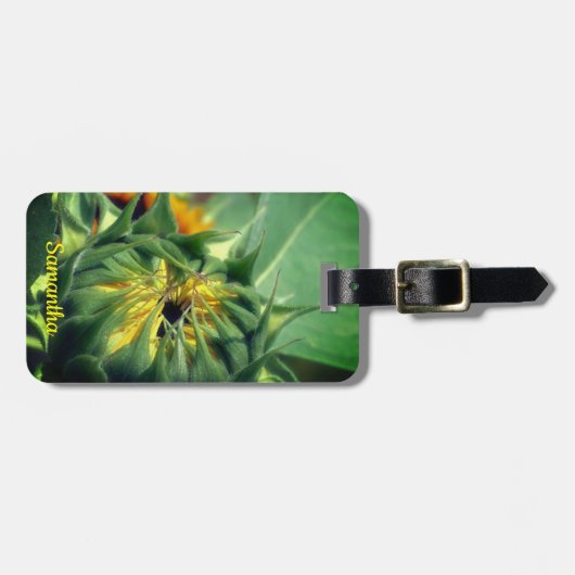 Zonnebloem Ontvouwbaar, gepersonaliseerd Bagagelabel (Voorkant horizontaal)