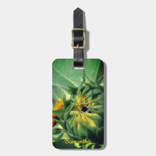 Zonnebloem Ontvouwbaar, gepersonaliseerd Bagagelabel (Voorkant verticaal)