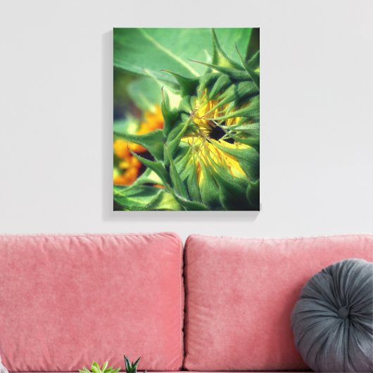 Zonnebloem Ontvouwbare bloesems Canvas Afdruk (Insitu (Woonkamer))