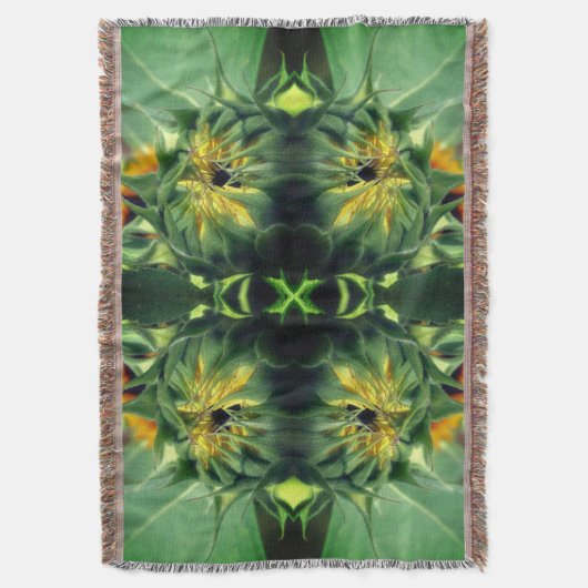 Zonnebloem Ontvouwen Abstract Deken (Voorkant Verticaal)