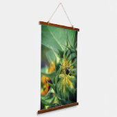 Zonnebloem ontvouwen hangend wandkleed (Gebogen)