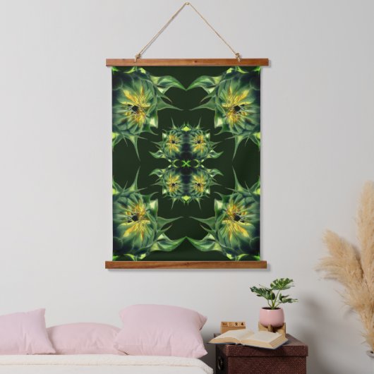 Zonnebloem ontvouwende bloem Abstract Hangend Wandkleed (Slaapkamer)
