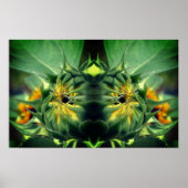 Zonnebloem Ontvouwende Spiegel Abstract Poster (Voorkant)