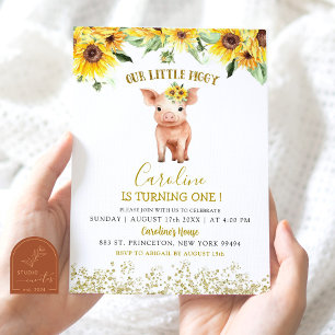 Zonnebloem Onze kleine varken draaien een verjaard Kaart