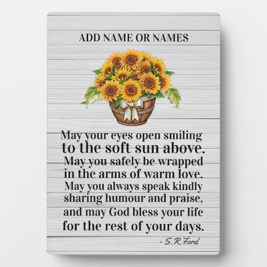 Zonnebloem Oorspronkelijk gedicht Easel Plaque Fotoplaat (voorkant)