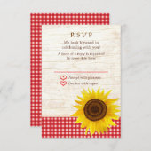 Zonnebloem op berkenbast Rustieke landelijke trouw RSVP Kaartje (Voorkant / Achterkant)