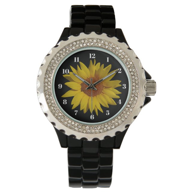 Zonnebloem op Black Watch Horloge (Voorkant)