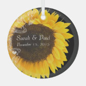 Zonnebloem op Black Weddenschap kerstversiering Glas Ornament (Voorkant)