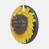 Zonnebloem op Black Weddenschap kerstversiering Glas Ornament (Voorkant links)