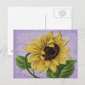 zonnebloem op blad briefkaart (Voorkant / Achterkant)